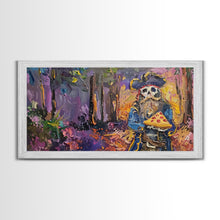Load image into Gallery viewer, Do Ghost Pirates Eat Pizza? The Answer is Yes. Funny Halloween Wall Art, Framed Canvas Print