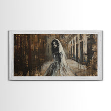 Carregar imagem no visualizador da galeria, Ghostly Bride, Haunted Wedding, Framed Canvas Print, Spooky Wall Art, Halloween Decor