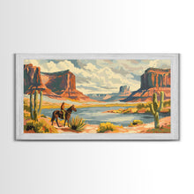 Load image into Gallery viewer, Cowboy in Monument Valley Landscape, Framed Canvas Print for Rustic Living Room Decor, Western Art for Bedroom and Home Decoration