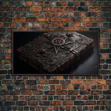 Carregar imagem no visualizador da galeria, A Book Of Spells Framed Canvas Print, Halloween Wall Art, Halloween Decor, Canvas Wall Art With Frame, Spellbook Art