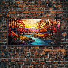 Load image into Gallery viewer, Beautiful Autumn Centerpiece Art, Framed Canvas Print, Stained Glass Style Decor, Fall Decor, Fall Art, Farmhouse Decor, Fall Home Decor