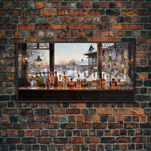 Load image into Gallery viewer, Bar Wall Decor, Winter Wall Print, Canvas Print, Wall Hanging, Panoramic Art, Home Bar Decor, Newlywed Gift, Tiny House Decor, Room Decor