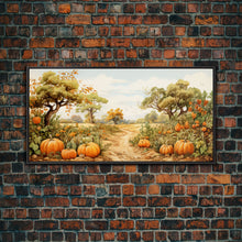 Carregar imagem no visualizador da galeria, Fall Wall Art, Pumpkin Decor, Nature Wall Art, Canvas Print, Wall Hanging, Panoramic Art, Living Room Prints, Country Home Wall Art, RV Art
