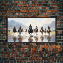 Load image into Gallery viewer, Cowboy Art Print, Western Wall Art, Horse Wall Art, Canvas Print, Wall Hanging, Panoramic Art, Ranch Decor, Western Art, College Dorm Decor