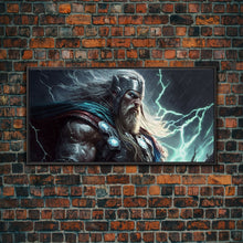 Load image into Gallery viewer, Thor God of Thunder, Framed Canvas Print, Norse Mythology Art, Fantasy Art