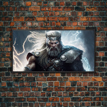 Load image into Gallery viewer, Thor Art, God of Thunder, Framed Canvas Print, Norse Mythology Art, Fantasy Art