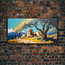 Load image into Gallery viewer, Ancient Roman Ruins, Framed Canvas Print, Old World Art, Olive Tree Amongst The Ruins, Living Room Decor