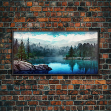 Load image into Gallery viewer, Blue Lake Art | Framed Canvas Print | Blue Lake Painting | Oregon Lake House Decor | Guest Room Landscape Painting | Trillium Lake Painting