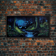 Load image into Gallery viewer, Enchanted Forest Painting, Fantasy Art, Fairy House, Fantasy, Woodland Decor, Woods, Forest, Fairy Forest with Blue Butterflies