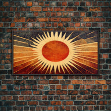 Carregar imagem no visualizador da galeria, Abstract Midcentury Modern Sunburst, Canvas Print, Art Deco Style wall art, sun with sun rays, sun burst, boho style