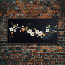 Cargar imagen en el visor de la galería, Cherry Blossoms Wall Decor, Floral Wall Art, White Flowers Wall Art, Panoramic Wall Decor, Canvas Print, Wall Art, Framed Canvas Art