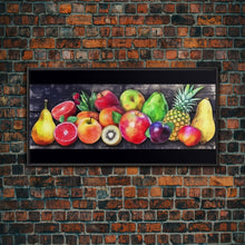Cargar imagen en el visor de la galería, Fruits Wall Art, Food Wall Decor, Kitchen Wall Art, Panoramic Wall Decor, Canvas Print, Wall Art, Framed Canvas Art, Farmhouse Wall Decor,