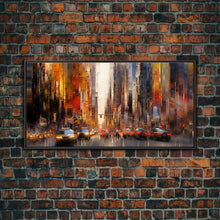 Carregar imagem no visualizador da galeria, Abstract Cityscape Wall Art, City Wall Decor, Urban Art, Traffic Wall Art, Panoramic Wall Decor, Canvas Print, Wall Art, Framed Canvas Art