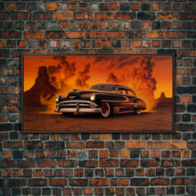 Load image into Gallery viewer, Chevy Classic Car Wall Decor, Retro Car Wall Decor, Desert Landscape Art, Panoramic Wall Decor, Canvas Print, Wall Art, Framed Canvas Art