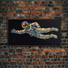Load image into Gallery viewer, Astronaut Wall Decor, Space Suit Wall Art, Minimalist Wall Art, Panoramic Wall Decor, Canvas Print, Wall Art, Framed Canvas Art