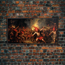Carregar imagem no visualizador da galeria, A Scene From Hell, Demonic Art, Framed Canvas Print, Halloween Decor, Halloween Art Print, Gothic Victorian Oil Painting