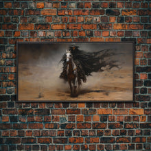 Load image into Gallery viewer, Death Rides A Pale Horse, Framed Canvas Print, Cowboy Grim Reaper, Spooky Halloween Art Print