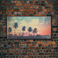Load image into Gallery viewer, Distressed Old Photo Of Miami Beaches In the 1980s - Framed Canvas Print - Photography Print - Vaporwave Aesthetic Wall Art