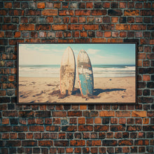 Carregar imagem no visualizador da galeria, Abandoned Surfboards On Miami Beaches In the 1980s - Framed Canvas Print - Photography Print - Vaporwave Aesthetic Wall Art