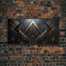 Load image into Gallery viewer, Black and Gold Art Deco Wall Art, Framed Canvas Print, 1920s Art Deco Print, Stylish Art Deco Canvas Poster, Framed or Unframed, Retro