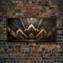 Load image into Gallery viewer, Black and Gold Art Deco Wall Art, Framed Canvas Print, 1920s Art Deco Print, Stylish Art Deco Canvas Poster, Framed or Unframed, Retro