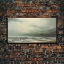 Load image into Gallery viewer, Beach Wall Art, Framed Canvas Print, Newport Beach Art, Beach House Decor, Drab and Moody / Subdued Wall Art, A Stormy Day
