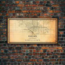 Load image into Gallery viewer, Distressed Fresno California Map, Framed Canvas Print Or Poster, California Map Print, Freso City Wall Art Map Print, Rustic Map Art