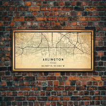 Carregar imagem no visualizador da galeria, Arlington Texas map print poster or framed canvas, Arlington map print poster canvas, Texas city map print poster canvas, Vintage Travel Art