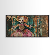 Load image into Gallery viewer, Creepy Doll Wall Art, Framed Canvas Print, Spooky Season Spooky Vibes Wall Art, Halloween Decor