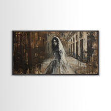Carregar imagem no visualizador da galeria, Ghostly Bride, Haunted Wedding, Framed Canvas Print, Spooky Wall Art, Halloween Decor