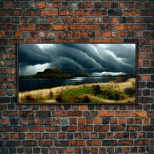Carregar imagem no visualizador da galeria, A Thunderstorm at night over the lake, canvas print, rain storm over a lake, cool wall art, unique wall art, ready to hang canvas