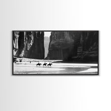 Load image into Gallery viewer, Cowboys Riding in Dusty Canyon, Striking Wall Art for Living Room or Bedroom, Framed Canvas Print, Home Decoration