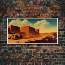 Carregar imagem no visualizador da galeria, Abandoned Art, 1940s Abandoned pueblo style villa, Wall Decor, Ready To Hang Framed Canvas Print, Oversize Wall Art