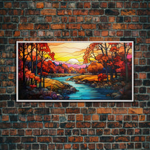 Load image into Gallery viewer, Beautiful Autumn Centerpiece Art, Framed Canvas Print, Stained Glass Style Decor, Fall Decor, Fall Art, Farmhouse Decor, Fall Home Decor