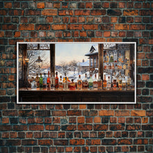 Load image into Gallery viewer, Bar Wall Decor, Winter Wall Print, Canvas Print, Wall Hanging, Panoramic Art, Home Bar Decor, Newlywed Gift, Tiny House Decor, Room Decor