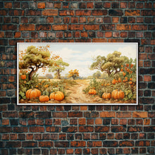 Carregar imagem no visualizador da galeria, Fall Wall Art, Pumpkin Decor, Nature Wall Art, Canvas Print, Wall Hanging, Panoramic Art, Living Room Prints, Country Home Wall Art, RV Art
