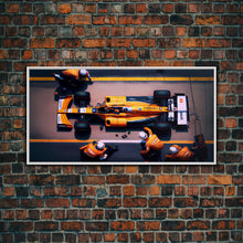Carregar imagem no visualizador da galeria, Formula 1 canvas wall art, Car racing art, F1 Pit Stop framed canvas print, Racing car gift Formula 1 wall decor poster