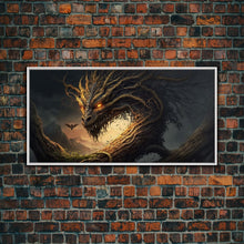 Carregar imagem no visualizador da galeria, Forest Dragon Nidhogg, Norse Mythology, Framed Canvas Print, Fantasy Dragon Art, Fantasy Decor
