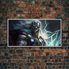 Load image into Gallery viewer, Thor God of Thunder, Framed Canvas Print, Norse Mythology Art, Fantasy Art