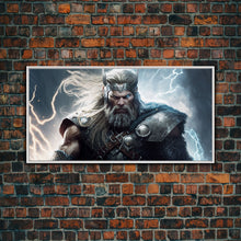 Load image into Gallery viewer, Thor Art, God of Thunder, Framed Canvas Print, Norse Mythology Art, Fantasy Art