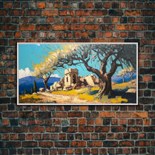 Load image into Gallery viewer, Ancient Roman Ruins, Framed Canvas Print, Old World Art, Olive Tree Amongst The Ruins, Living Room Decor