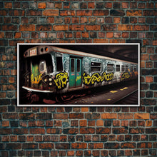 Carregar imagem no visualizador da galeria, Graffiti Subway Car - Cool Wall Art -Framed Canvas Print - Unique Wall Decor - Framed Art - Train Car With Graffiti