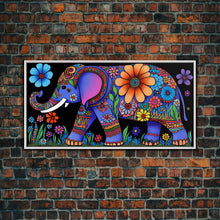 Load image into Gallery viewer, Elephant Art, Wall Art, Framed Canvas Print, Canvas Art, Indian Style Abstract Elephant With Flowers