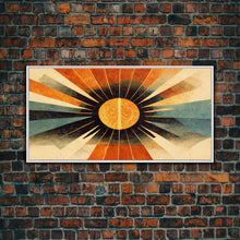 Carregar imagem no visualizador da galeria, Abstract Midcentury Modern Sunburst, Canvas Print, Art Deco Style wall art, sun with sun rays, sun burst, boho style, ready to hang
