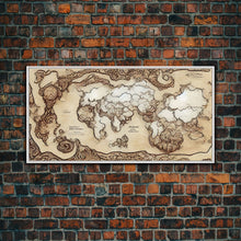 Carregar imagem no visualizador da galeria, Abstract fantasy world map, canvas print, middle earth style, wall art for nerds like me