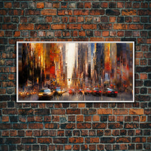 Carregar imagem no visualizador da galeria, Abstract Cityscape Wall Art, City Wall Decor, Urban Art, Traffic Wall Art, Panoramic Wall Decor, Canvas Print, Wall Art, Framed Canvas Art