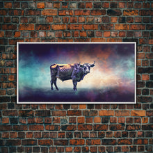 Carregar imagem no visualizador da galeria, Bull Wall Art, Animal Wall Art, Nature Art, Minimalist Art, Panoramic Wall Decor, Canvas Print, Wall Art, Framed Canvas Art