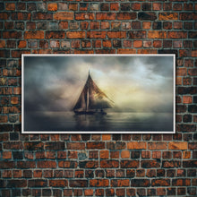Carregar imagem no visualizador da galeria, Abstract Sailboat Wall Decor, Ocean Wall Art, Seascape, Storm Wall Decor, Panoramic Wall Decor, Canvas Print, Wall Art, Framed Canvas Art