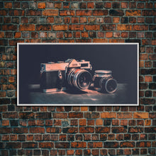 Carregar imagem no visualizador da galeria, Film Camera Wall Decor, Camera Wall Art, Retro Wall Art, Photography Art, Panoramic Wall Decor, Canvas Print, Wall Art, Framed Canvas Art