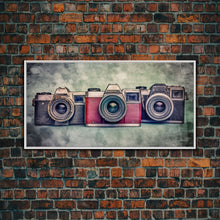 Carregar imagem no visualizador da galeria, Film Camera Wall Decor, Retro Camera Wall Art, Red Camera, Photography Art, Panoramic Wall Decor, Canvas Print, Wall Art, Framed Canvas Art